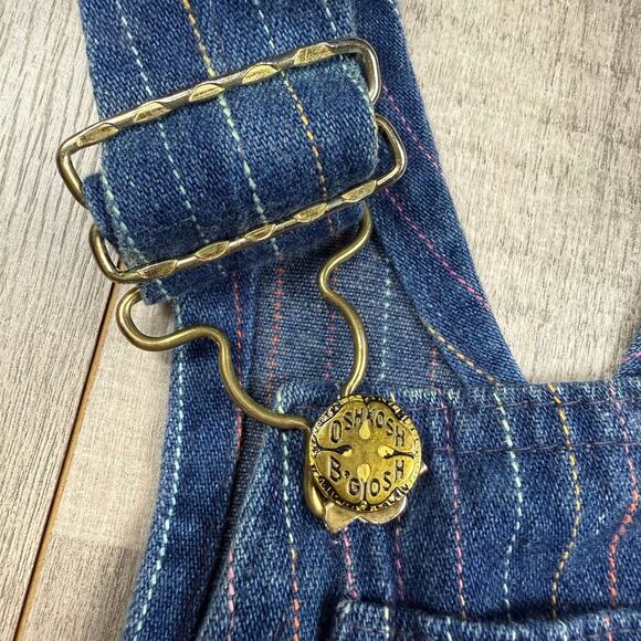 VTG OshKosh B'gosh Vestback Baby 12‎ months Blue Striped USA Made Bib Overalls - Picture 4 of 11